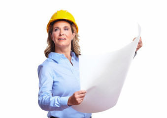 Architect woman with a plan.