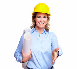 Architect woman with a plan.