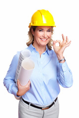 Architect woman with a plan.