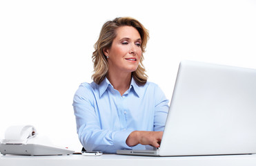 Business woman with a laptop computer.