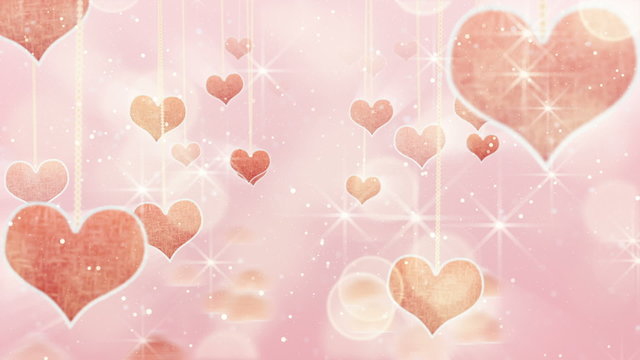 pink hearts dangling on strings and glares loop
