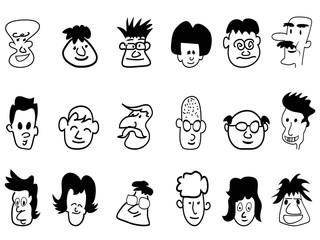 doodle crowd face icons