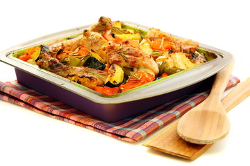 Chicken with pumpkin and rosemary.