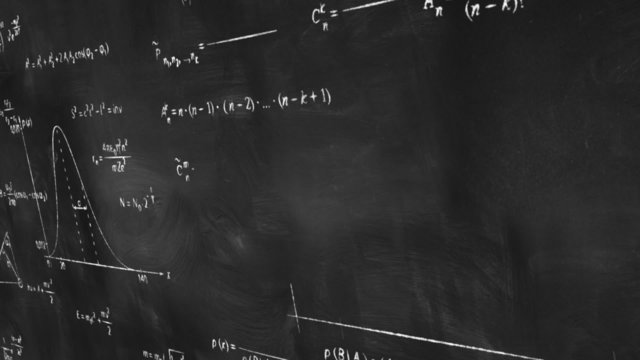 Math physics formulas on chalkboard panning loop