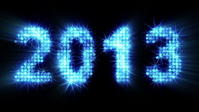 new year 2013 greetings glowing blue particles