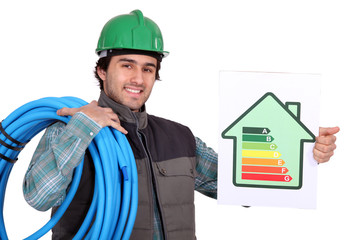 craftsman working on the energetic economy of the building