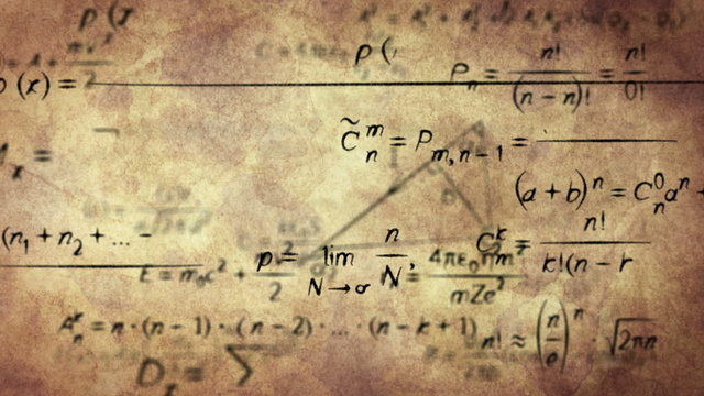 Math physics formulas on old paper loopable