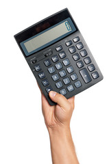 Hand with calculator