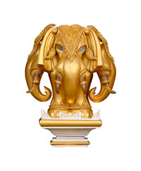 statue of a gold elephant on a white background