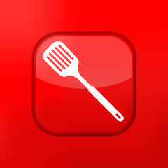 Vector red slotted kitchen spoon icon. Eps10. Easy to edit