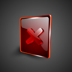 Obraz premium Glossy red 3D web 2.0 cross mark validation symbol icon set. EPS