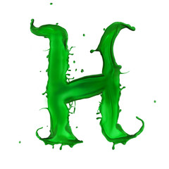 Obraz premium Green Liquid alphabet Letter H