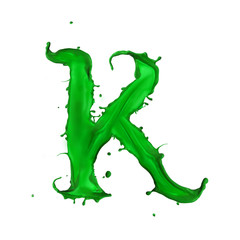 Green Liquid alphabet letter K