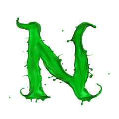 Green Liquid alphabet letter N