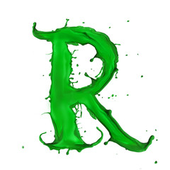 Green Liquid alphabet letter R