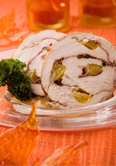 pechuga de pavo con melocotones
