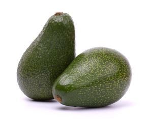 Two avocado on white background