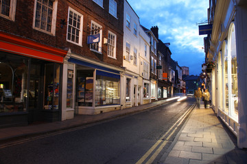 Fototapeta na wymiar Evening street in York, UK