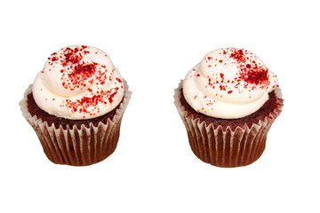 Red Velvet Cupcakes On White Background