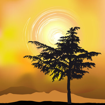 Tree silhouette on an abstract background