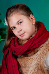 Portrait of  girl with red scarf