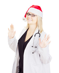 Medical doctor with a santa hat