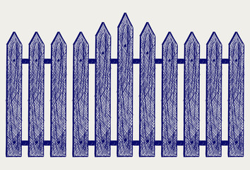 Wooden fence. Sketch