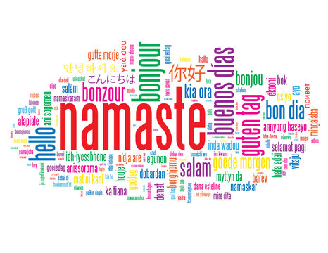 "NAMASTE" Tag Cloud (greetings salutation hello respect welcome)