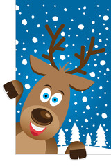 Christmas card with a cute reindeer character