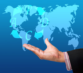 PDCA (Plan Do Check Act) button a touch screen interface on hand