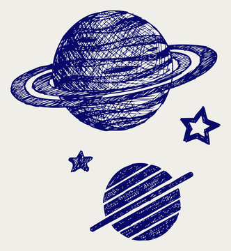 Fototapeta Planet Saturn. Doodle style