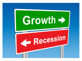 GROWTH & RECESSION Signposts (up down trend financial economy)