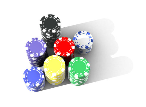 poker chips - isolated on white