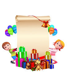 Obraz premium kids playing with white big sign
