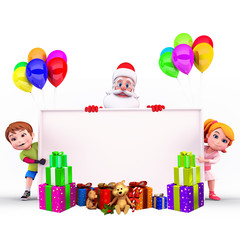 Fototapeta premium santa claus with sign and balloons