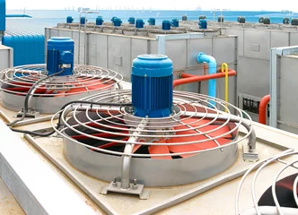 Crédence de cuisine en verre imprimé Bâtiment industriel Fan ventilator cooling systems for ventilation in the factory