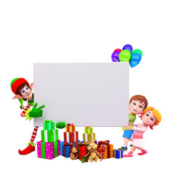 Obraz premium elves pointing towards sign