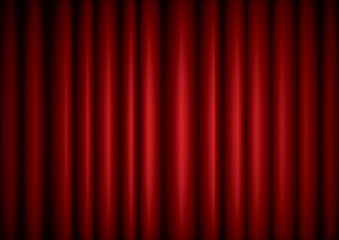 Closed red theater silk curtain background with wave, EPS10