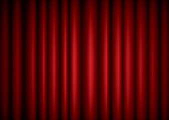 Closed red theater silk curtain background with wave, EPS10