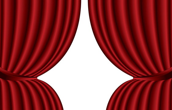 Red theater silk curtain background with wave, EPS10
