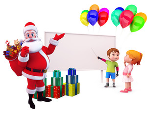 santa claus pointing towards sign