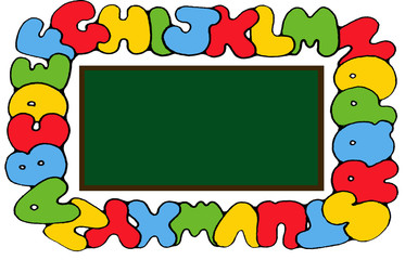 Fototapeta premium Empty school board with alphabet frame