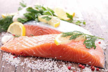 raw salmon and ingredient