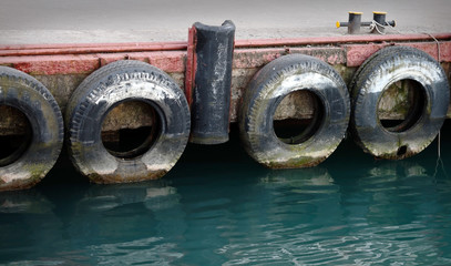 Old berth with bump stops in the Sochi harbor