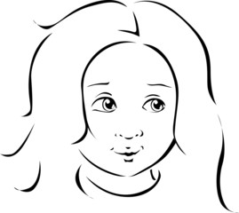 girl portrait black line illustration