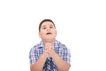 Hands together in prayer with divine aura