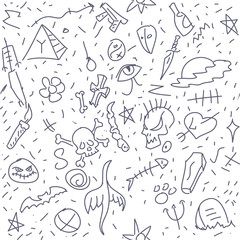 Seamless Background Horror Hand Draw