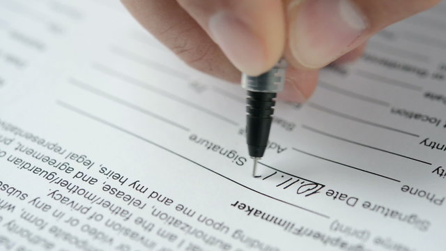 Signing a contract. Close view. HD video