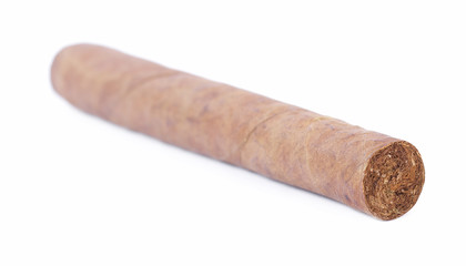 Cuban cigar detail over white background