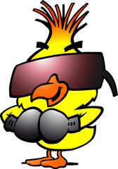 illustration of an smart boxing chicken with cool sunglass